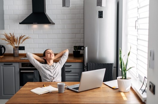 woman in home office